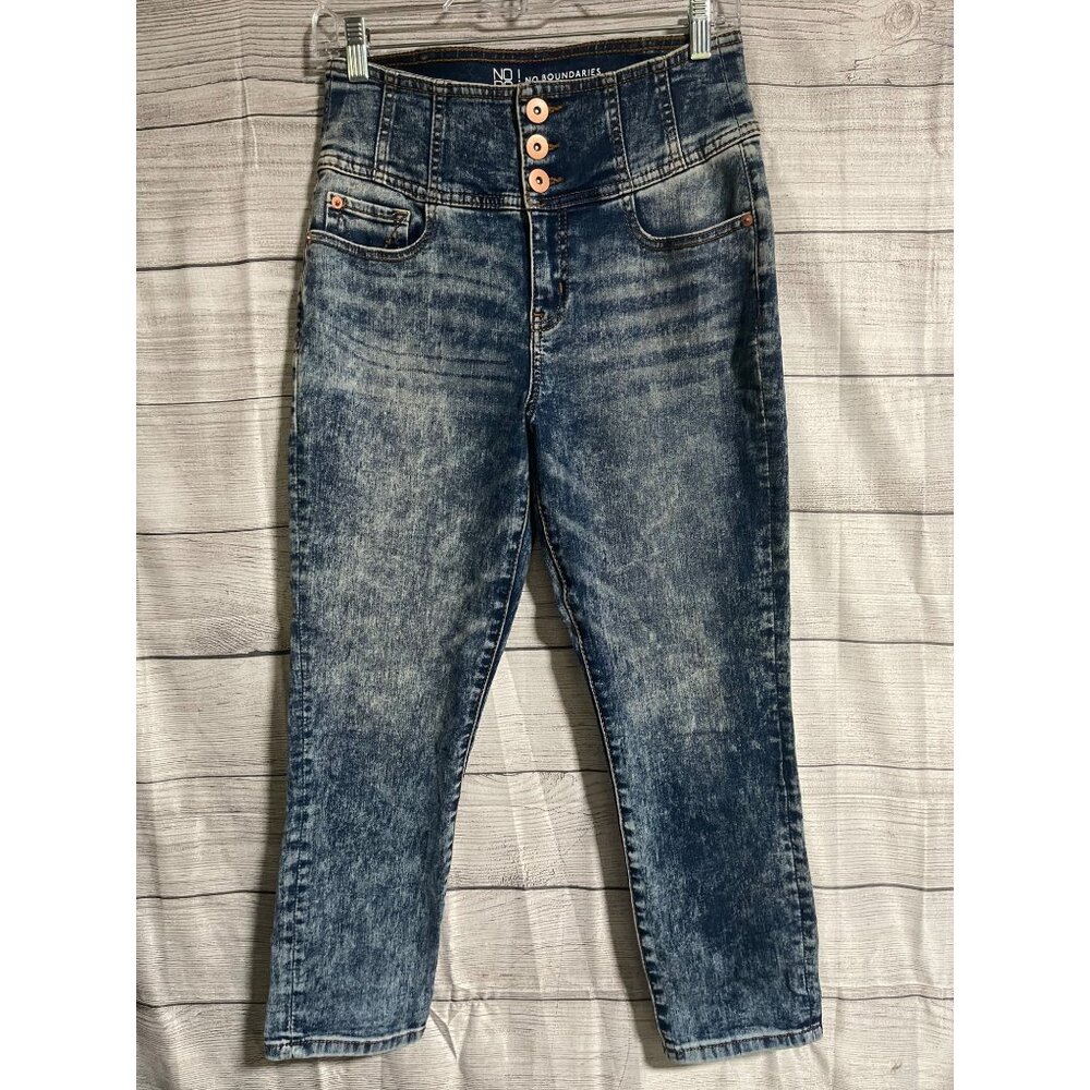 No Boundaries Womens Acid Wash High Rise Tapered Ankle Jeans JR Size 11 Y2K